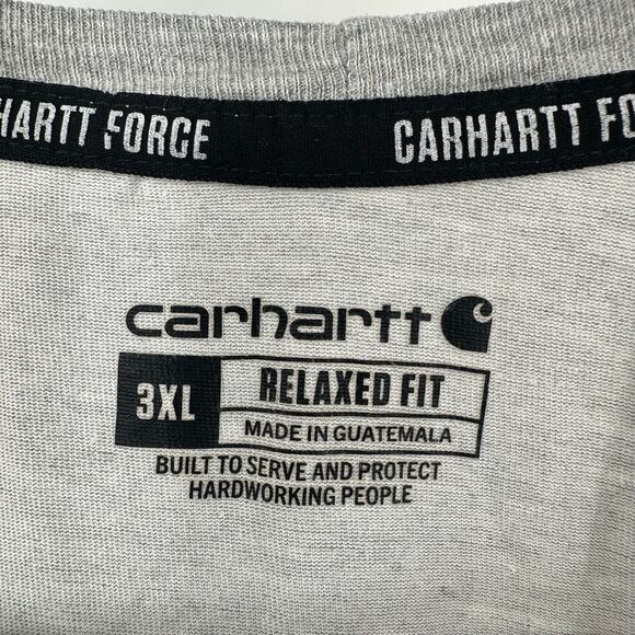 Carhartt Force Size 3XL Relaxed Fit Short Sleeve Crew Neck T-Shirt Gray Cotton - Picture 6 of 7